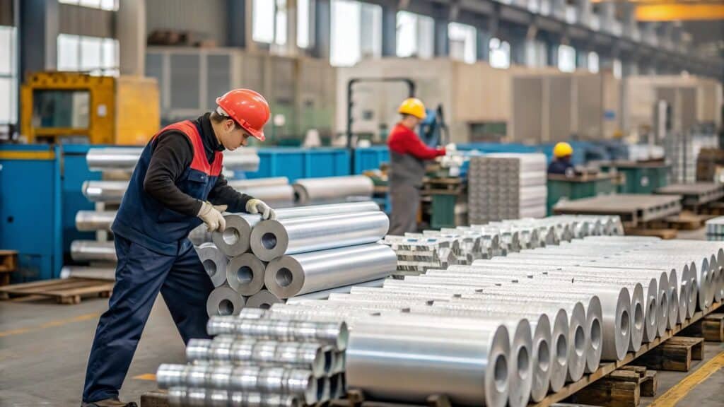 alt text: Worker easily bending an aluminum sheet on a press brake